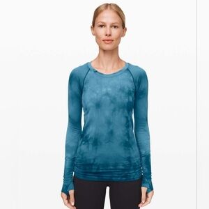 Lululemon - Swiftly Tech Long Sleeve - Marble Dye Night Diver - 8
